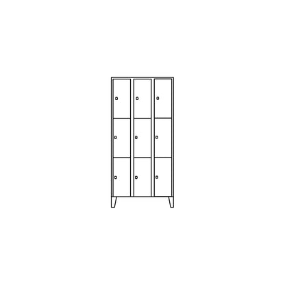 Munich 3-fold compartment locker, 3 compartments, width 1200 mm, light blue.