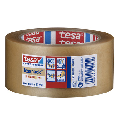 PVC packing tape, tesapack® 4124 Premium, pack of 36 rolls, transparent, tape width 50 mm.