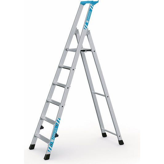Folding step ladder, single sided access, with storage tray, for light use, 6 steps incl. platform.