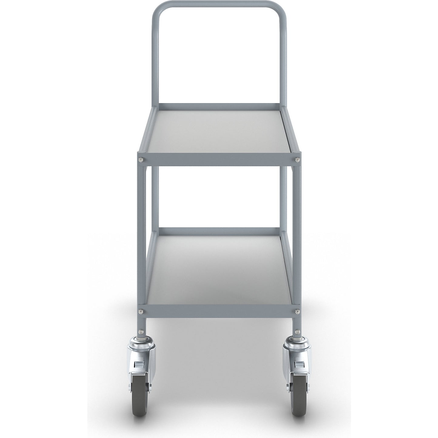 Table trolley, max. load 150 kg on 2 shelves, LxW 660 x 340 mm, with 2 swivel castors with double stops.