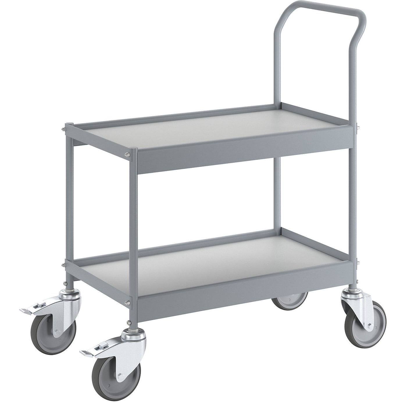 Table trolley, max. load 150 kg on 2 shelves, LxW 660 x 340 mm, with 2 swivel castors with double stops.