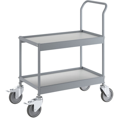 Table trolley, max. load 150 kg on 2 shelves, LxW 660 x 340 mm, with 2 swivel castors with double stops.