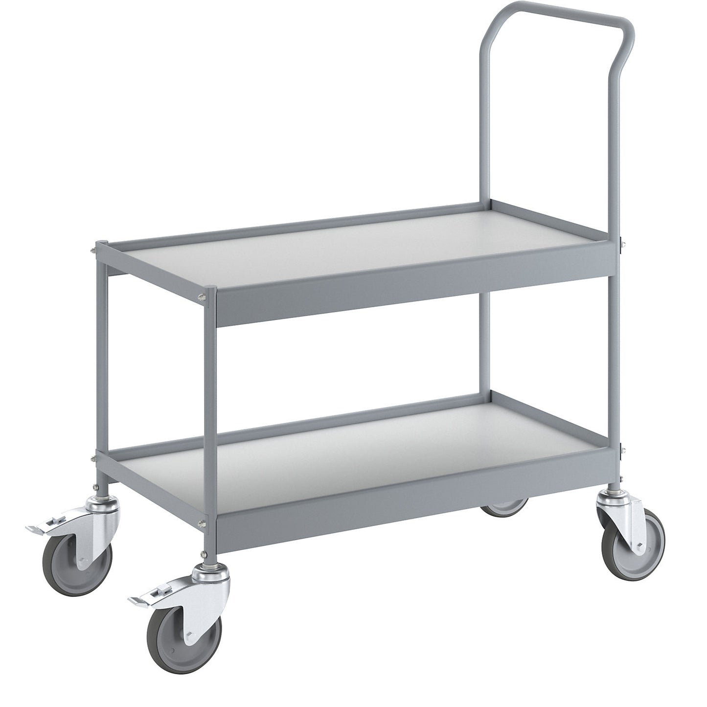 Table trolley, max. load 150 kg on 2 shelves, LxW 790 x 425 mm, with 2 swivel castors with double stops.