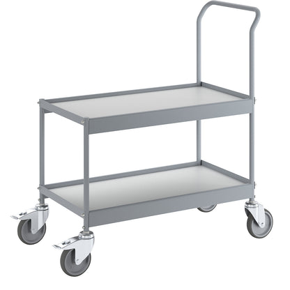Table trolley, max. load 150 kg on 2 shelves, LxW 790 x 425 mm, with 2 swivel castors with double stops.
