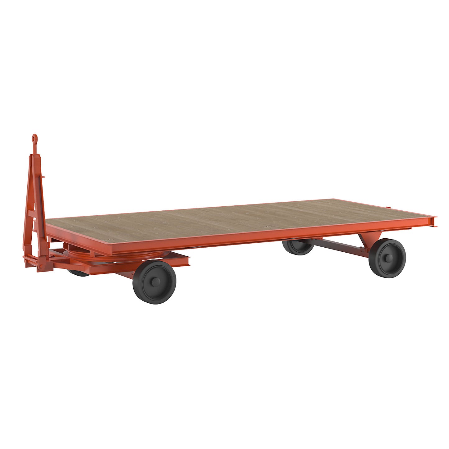 Trailer, 4-wheel double turntable steering, max. load 8 t, platform 4.0 x 2.0 m, solid rubber tyres.