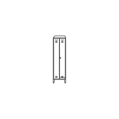 Berlin 2 locker for cleaning products, W 600 mm, 4 shelves, 1 clothes rail, light grey/light blue.