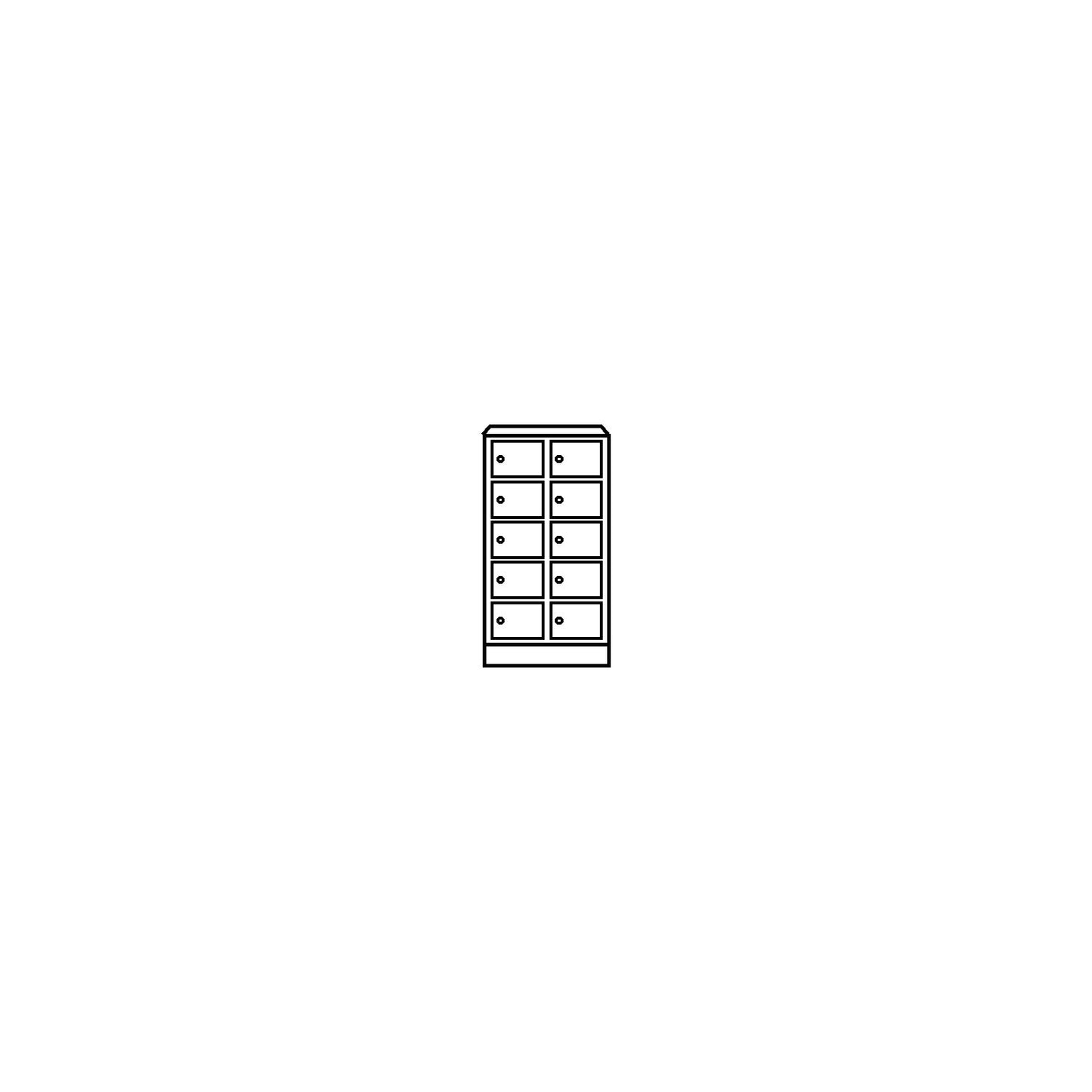 Valuables locker, 2 compartments, light grey, 10 compartments.