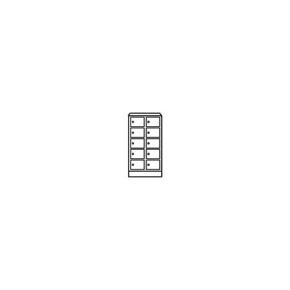 Valuables locker, 2 compartments, light grey, 10 compartments.