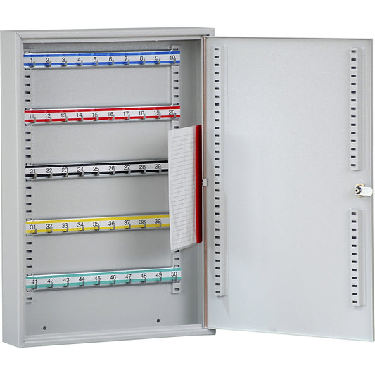 Security key cabinets, 50 hooks, HxWxD 550 x 380 x 80 mm, light grey.
