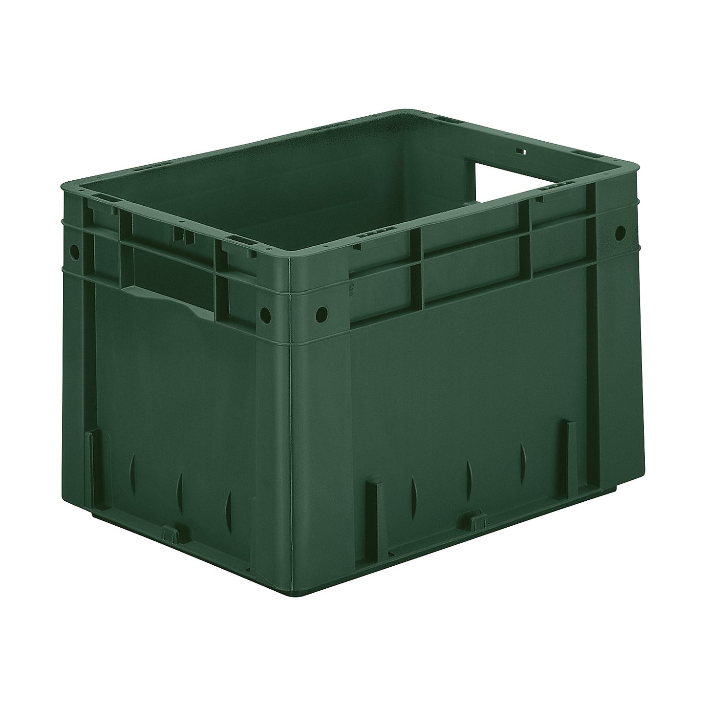 Heavy duty Euro container, polypropylene, capacity 23.3 l, LxWxH 400 x 300 x 270 mm, solid walls, solid base, green, pack of 4.