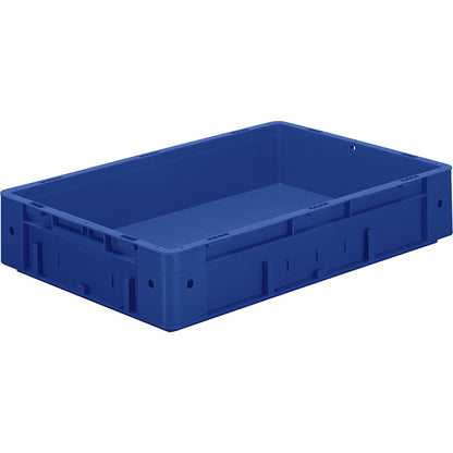 Heavy duty Euro container, polypropylene, capacity 20 l, LxWxH 600 x 400 x 120 mm, solid walls, solid base, blue, pack of 2.