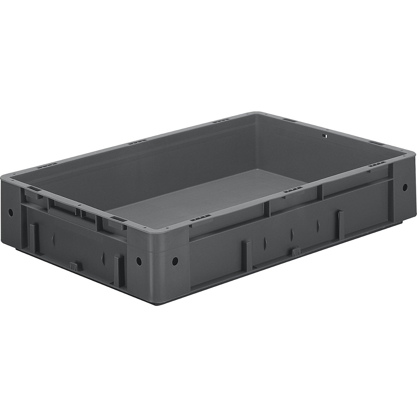 Heavy duty Euro container, polypropylene, capacity 20 l, LxWxH 600 x 400 x 120 mm, solid walls, solid base, grey, pack of 2.