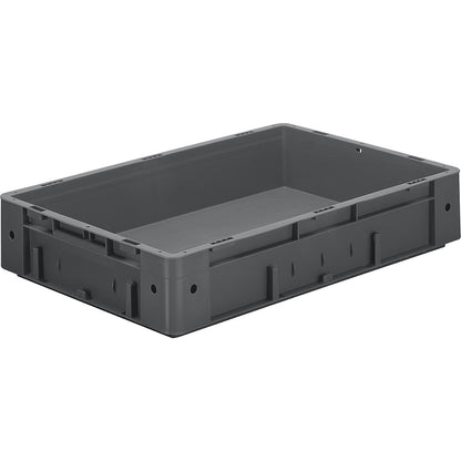 Heavy duty Euro container, polypropylene, capacity 20 l, LxWxH 600 x 400 x 120 mm, solid walls, solid base, grey, pack of 2.