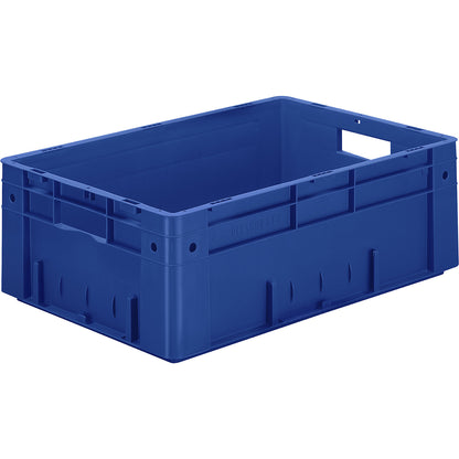 Heavy duty Euro container, polypropylene, capacity 38 l, LxWxH 600 x 400 x 210 mm, solid walls, solid base, blue, pack of 2.