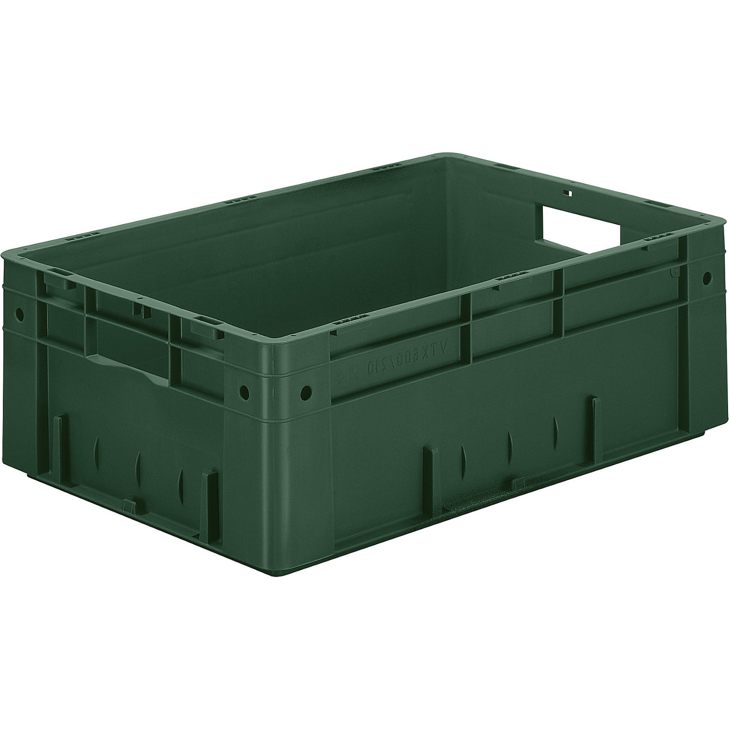Heavy duty Euro container, polypropylene, capacity 38 l, LxWxH 600 x 400 x 210 mm, solid walls, solid base, green, pack of 2.