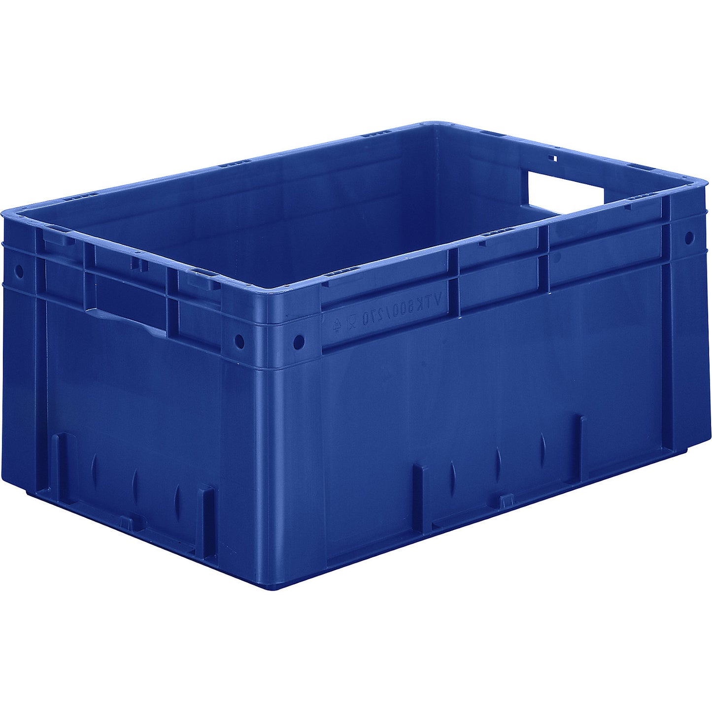 Heavy duty Euro container, polypropylene, capacity 50 l, LxWxH 600 x 400 x 270 mm, solid walls, solid base, blue, pack of 2.