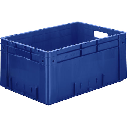Heavy duty Euro container, polypropylene, capacity 50 l, LxWxH 600 x 400 x 270 mm, solid walls, solid base, blue, pack of 2.