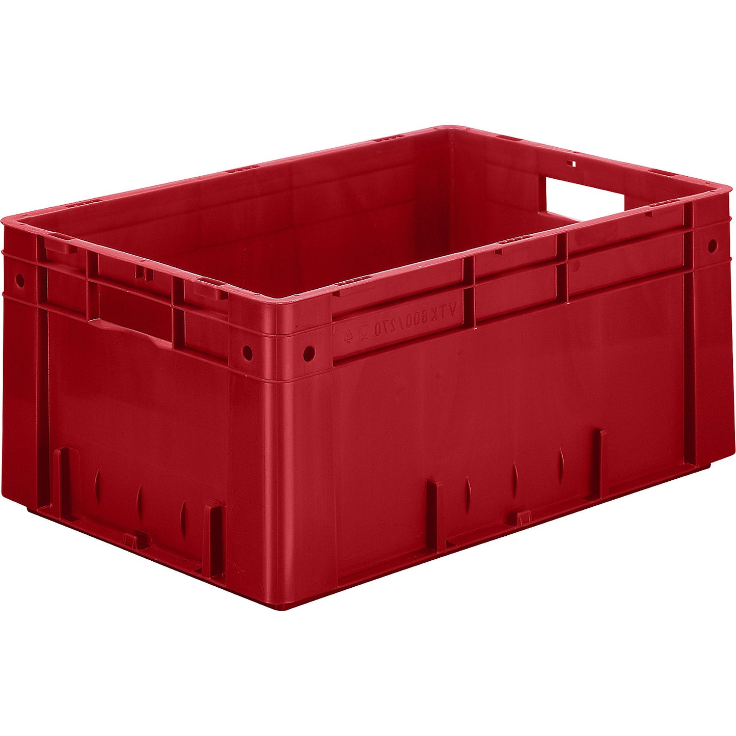 Heavy duty Euro container, polypropylene, capacity 50 l, LxWxH 600 x 400 x 270 mm, solid walls, solid base, red, pack of 2.