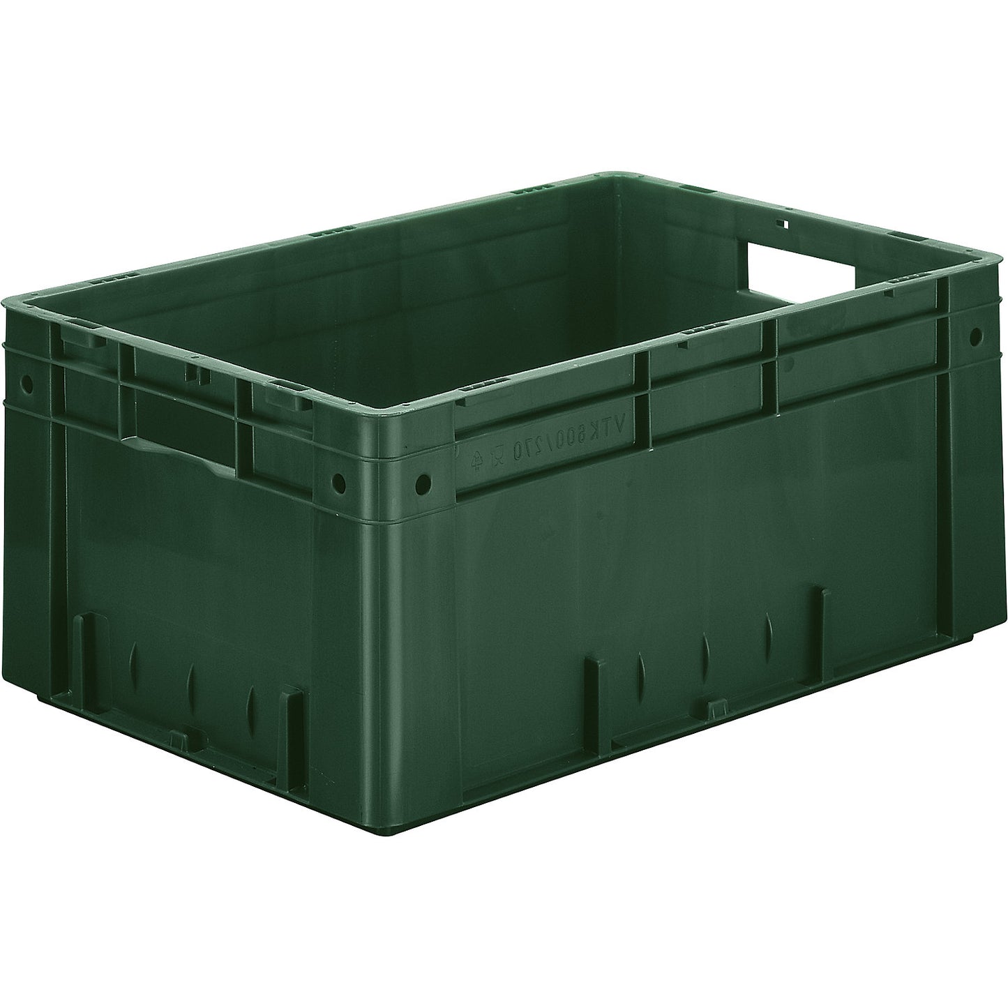 Heavy duty Euro container, polypropylene, capacity 50 l, LxWxH 600 x 400 x 270 mm, solid walls, solid base, green, pack of 2.