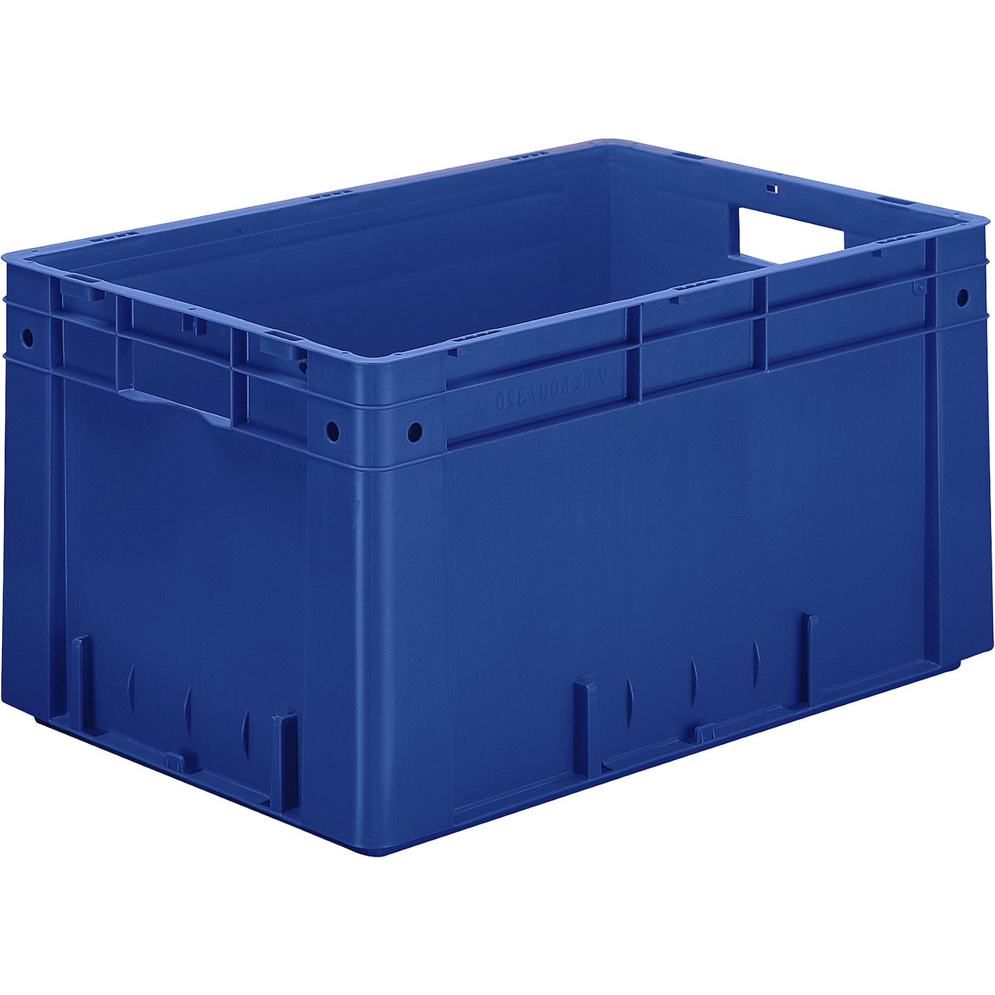 Heavy duty Euro container, polypropylene, capacity 60 l, LxWxH 600 x 400 x 320 mm, solid walls, solid base, blue, pack of 2.