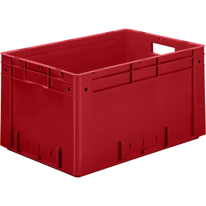 Heavy duty Euro container, polypropylene, capacity 60 l, LxWxH 600 x 400 x 320 mm, solid walls, solid base, red, pack of 2.