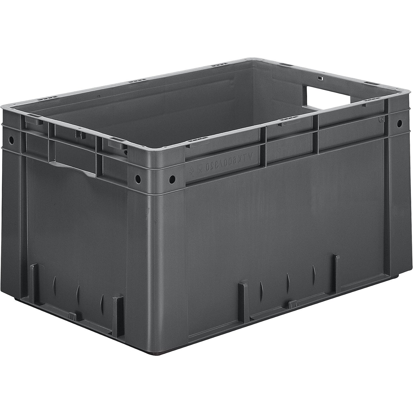 Heavy duty Euro container, polypropylene, capacity 60 l, LxWxH 600 x 400 x 320 mm, solid walls, solid base, grey, pack of 2.