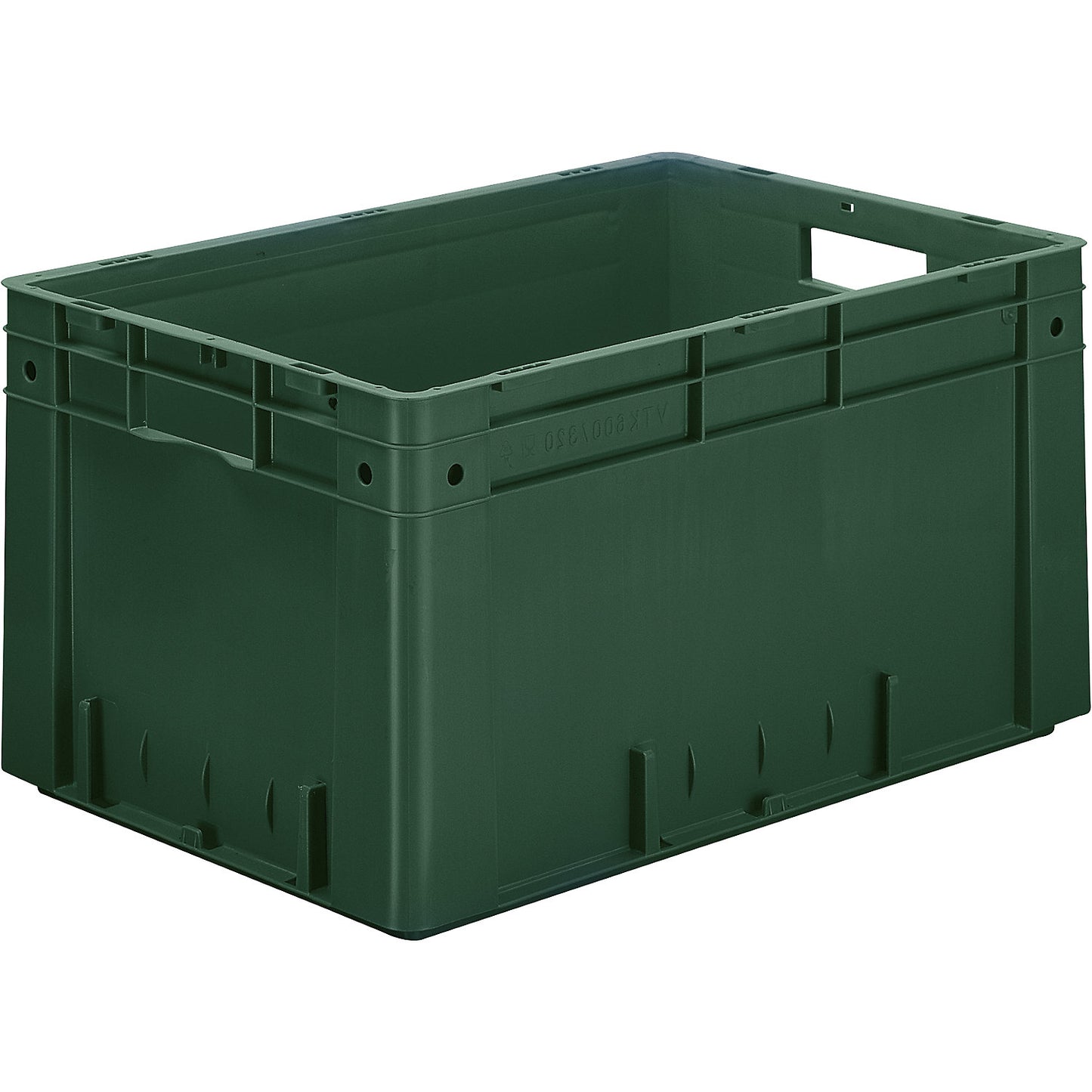 Heavy duty Euro container, polypropylene, capacity 60 l, LxWxH 600 x 400 x 320 mm, solid walls, solid base, green, pack of 2.