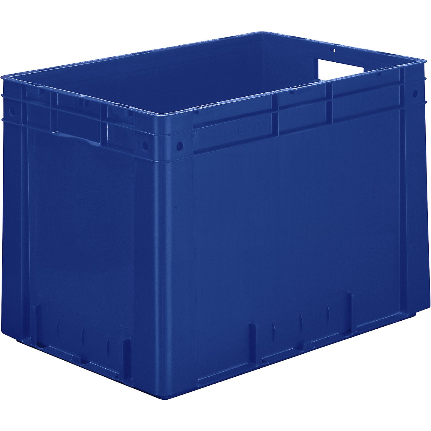 Heavy duty Euro container, polypropylene, capacity 80 l, LxWxH 600 x 400 x 420 mm, solid walls, solid base, blue, pack of 2.