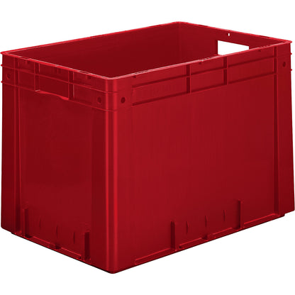 Heavy duty Euro container, polypropylene, capacity 80 l, LxWxH 600 x 400 x 420 mm, solid walls, solid base, red, pack of 2.
