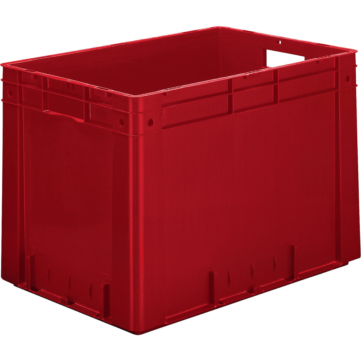 Heavy duty Euro container, polypropylene, capacity 80 l, LxWxH 600 x 400 x 420 mm, solid walls, solid base, red, pack of 2.