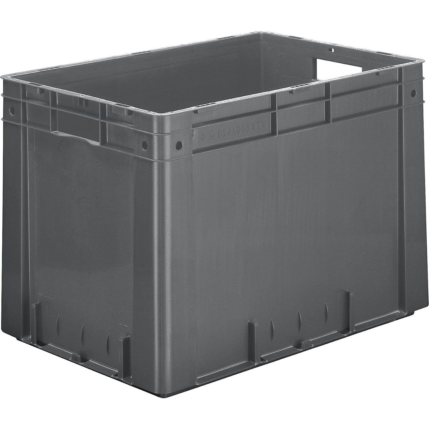 Heavy duty Euro container, polypropylene, capacity 80 l, LxWxH 600 x 400 x 420 mm, solid walls, solid base, grey, pack of 2.