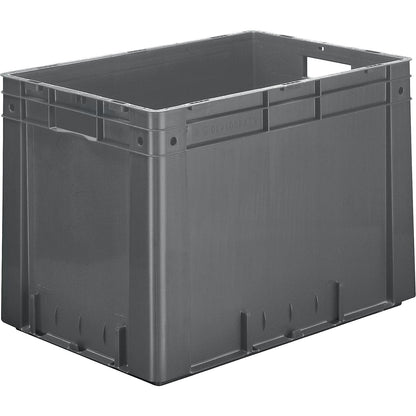 Heavy duty Euro container, polypropylene, capacity 80 l, LxWxH 600 x 400 x 420 mm, solid walls, solid base, grey, pack of 2.