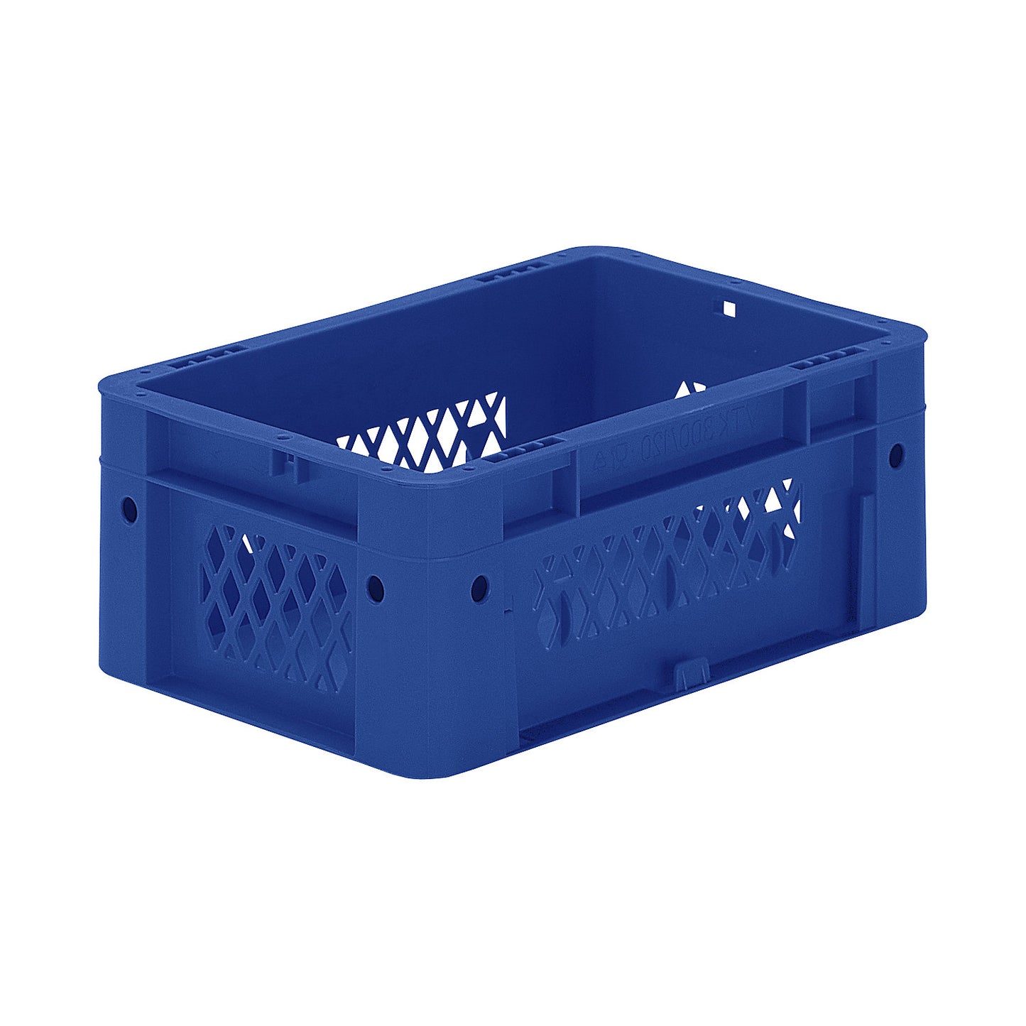 Heavy duty Euro container, polypropylene, capacity 4.1 l, LxWxH 300 x 200 x 120 mm, perforated walls, solid base, blue, pack of 8.