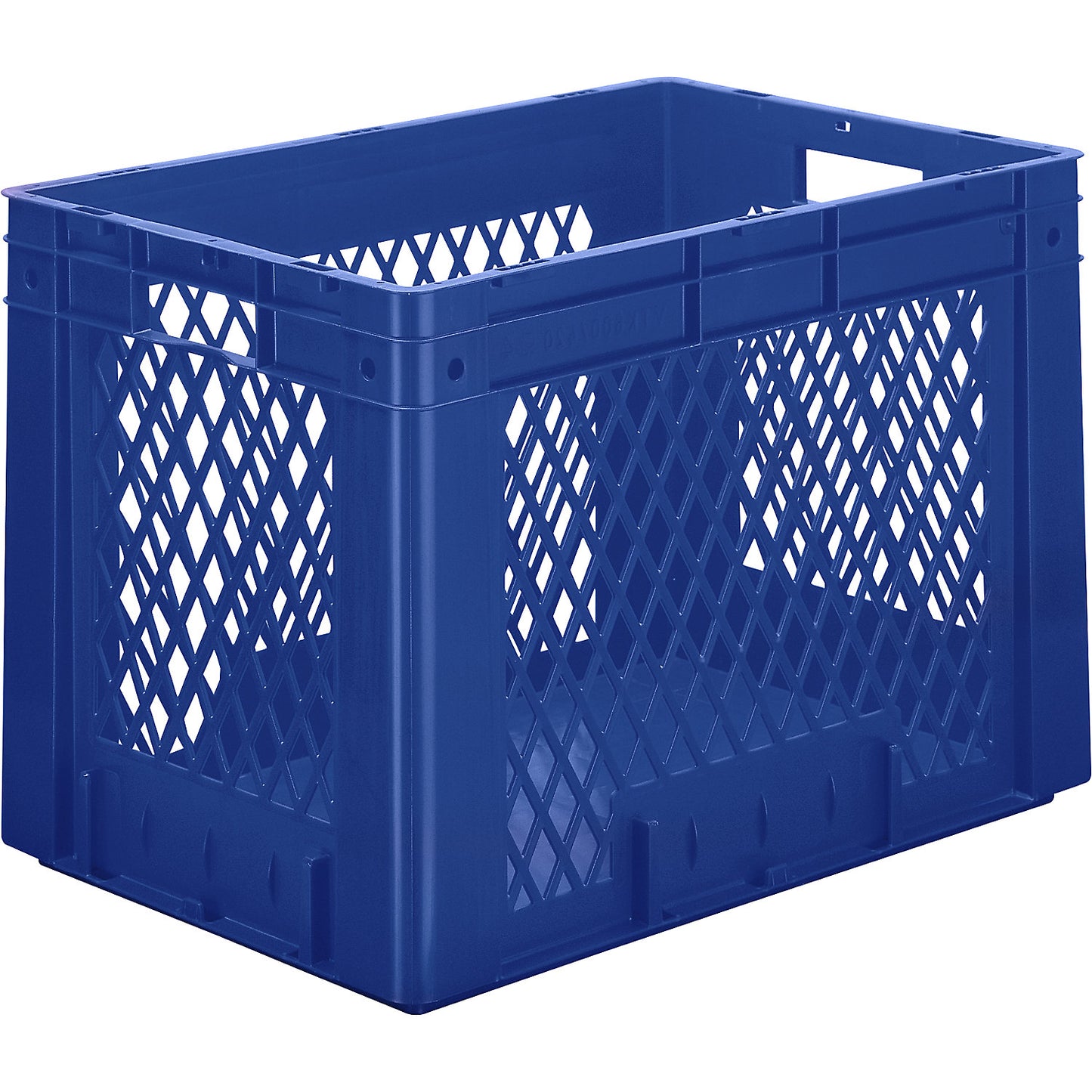 Heavy duty Euro container, polypropylene, capacity 80 l, LxWxH 600 x 400 x 420 mm, perforated walls, solid base, blue, pack of 2.