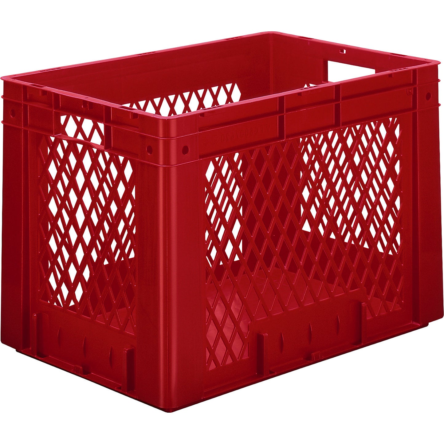 Heavy duty Euro container, polypropylene, capacity 80 l, LxWxH 600 x 400 x 420 mm, perforated walls, solid base, red, pack of 2.