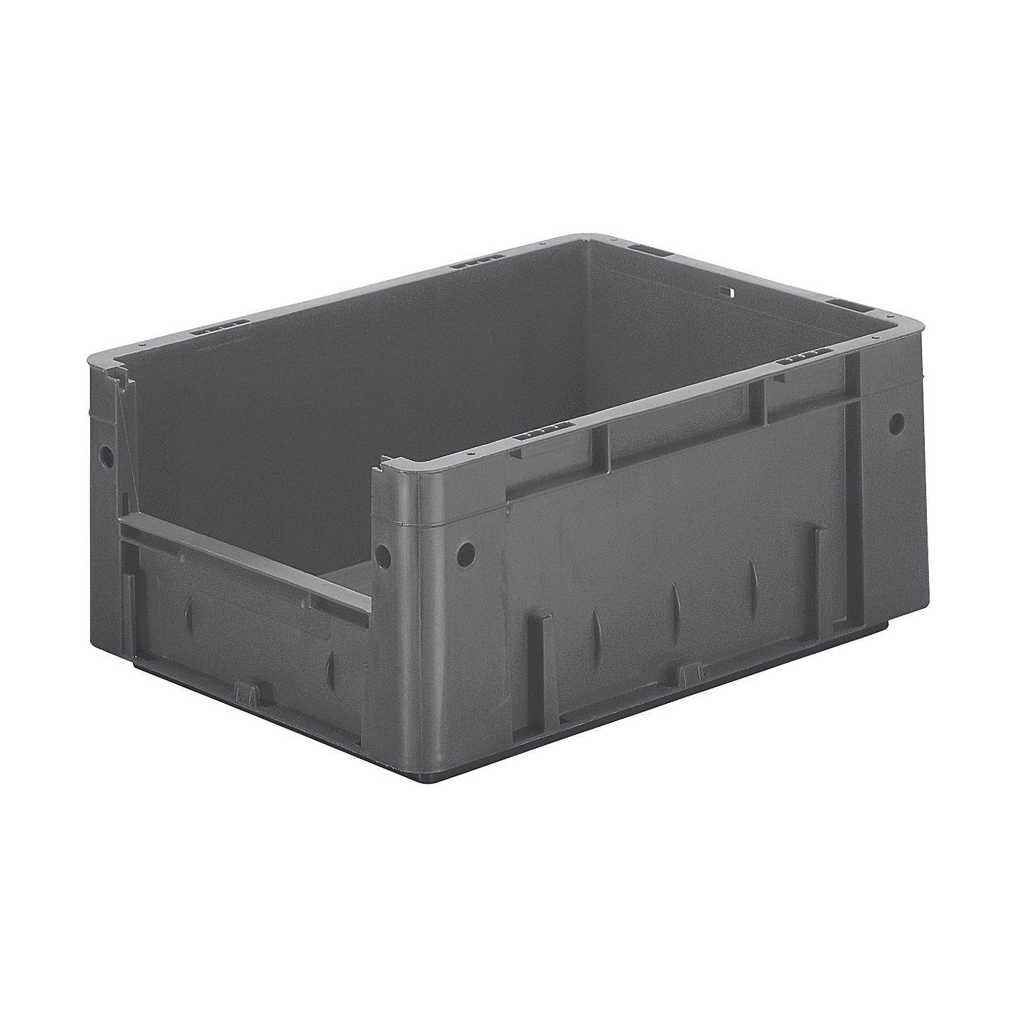 Euro stacking container with handle recess, capacity 14.5 l, LxWxH 400 x 300 x 175 mm, pack of 4, grey.