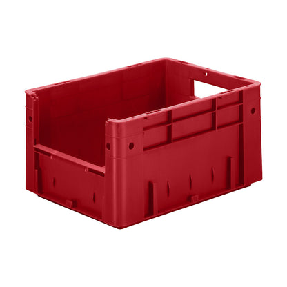 Euro stacking container with handle recess, capacity 17.5 l, LxWxH 400 x 300 x 210 mm, pack of 4, red.