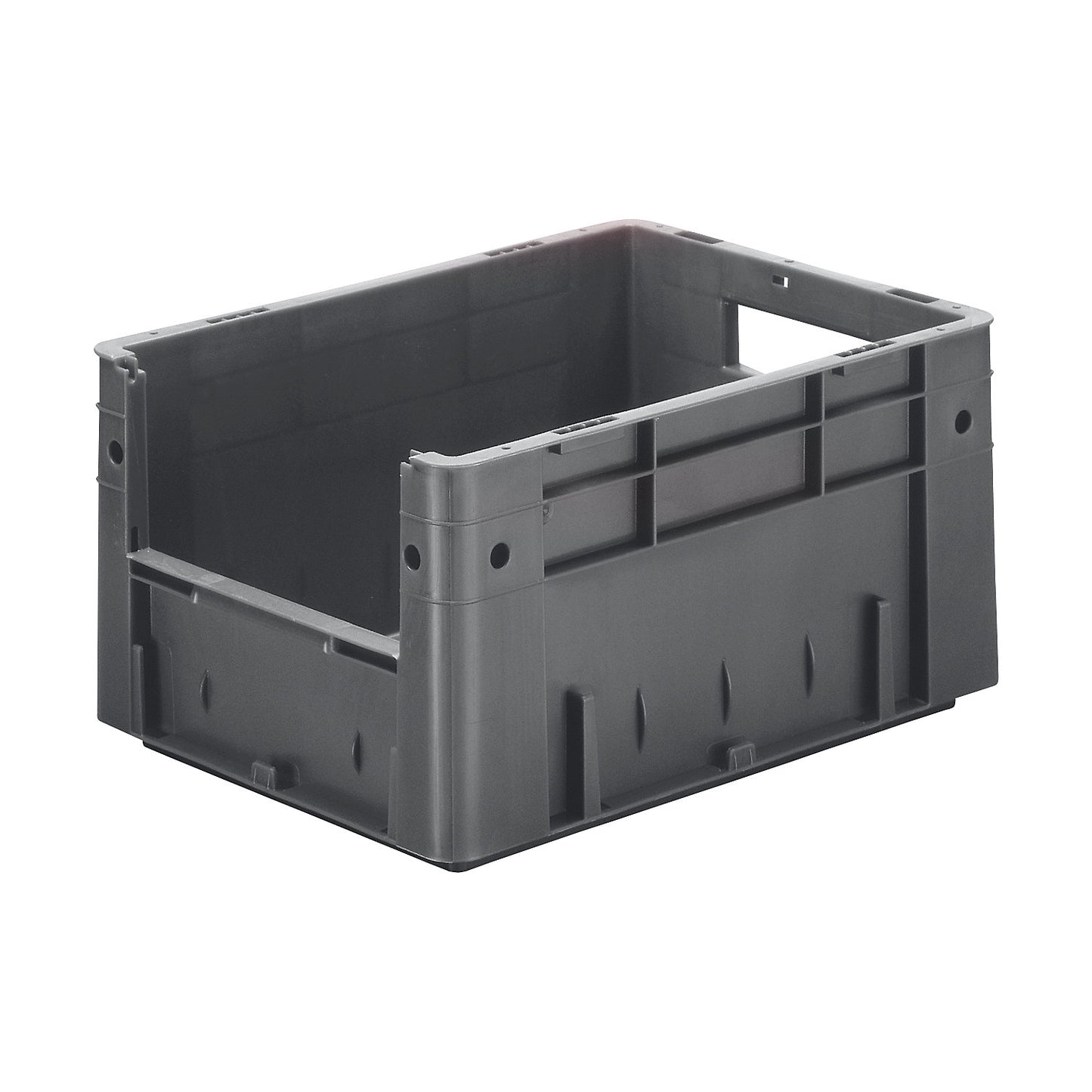 Euro stacking container with handle recess, capacity 17.5 l, LxWxH 400 x 300 x 210 mm, pack of 4, grey.