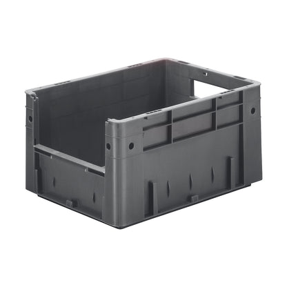 Euro stacking container with handle recess, capacity 17.5 l, LxWxH 400 x 300 x 210 mm, pack of 4, grey.
