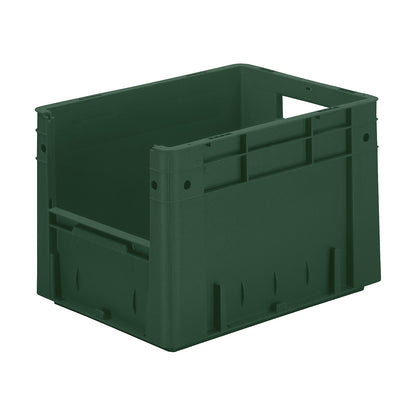 Euro stacking container with handle recess, capacity 23.3 l, LxWxH 400 x 300 x 270 mm, pack of 4, green.
