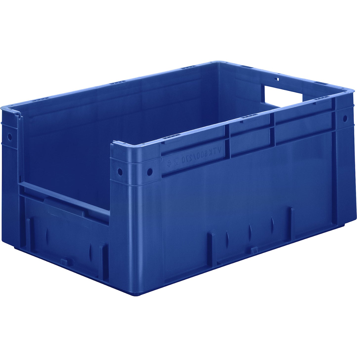 Euro stacking container with handle recess, capacity 50 l, LxWxH 600 x 400 x 270 mm, pack of 2, blue.