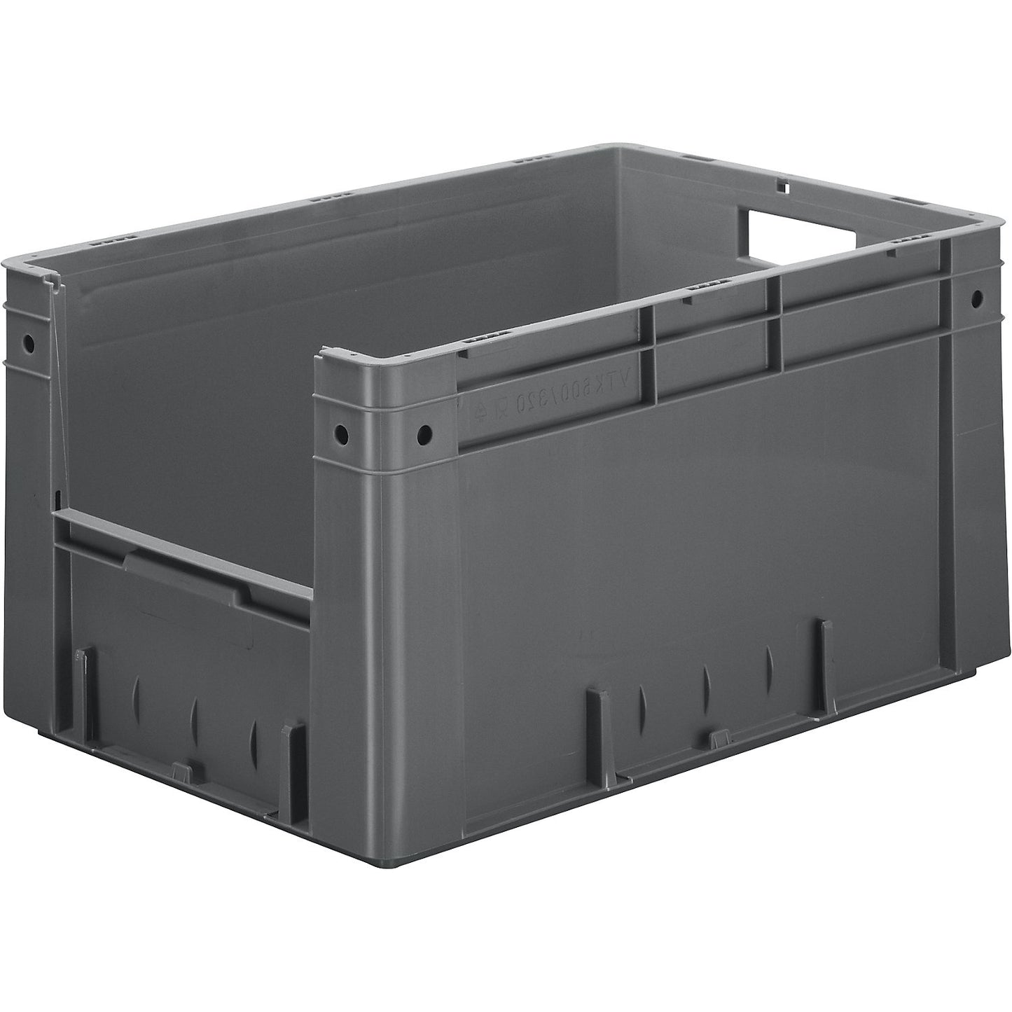 Euro stacking container with handle recess, capacity 60 l, LxWxH 600 x 400 x 320 mm, pack of 2, grey.