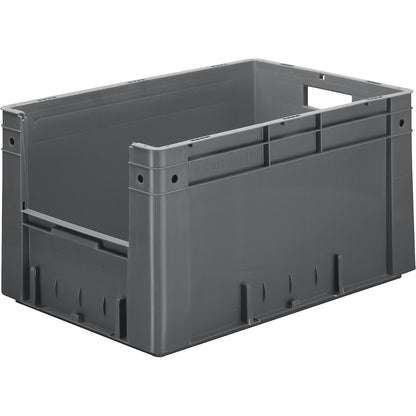 Euro stacking container with handle recess, capacity 60 l, LxWxH 600 x 400 x 320 mm, pack of 2, grey.