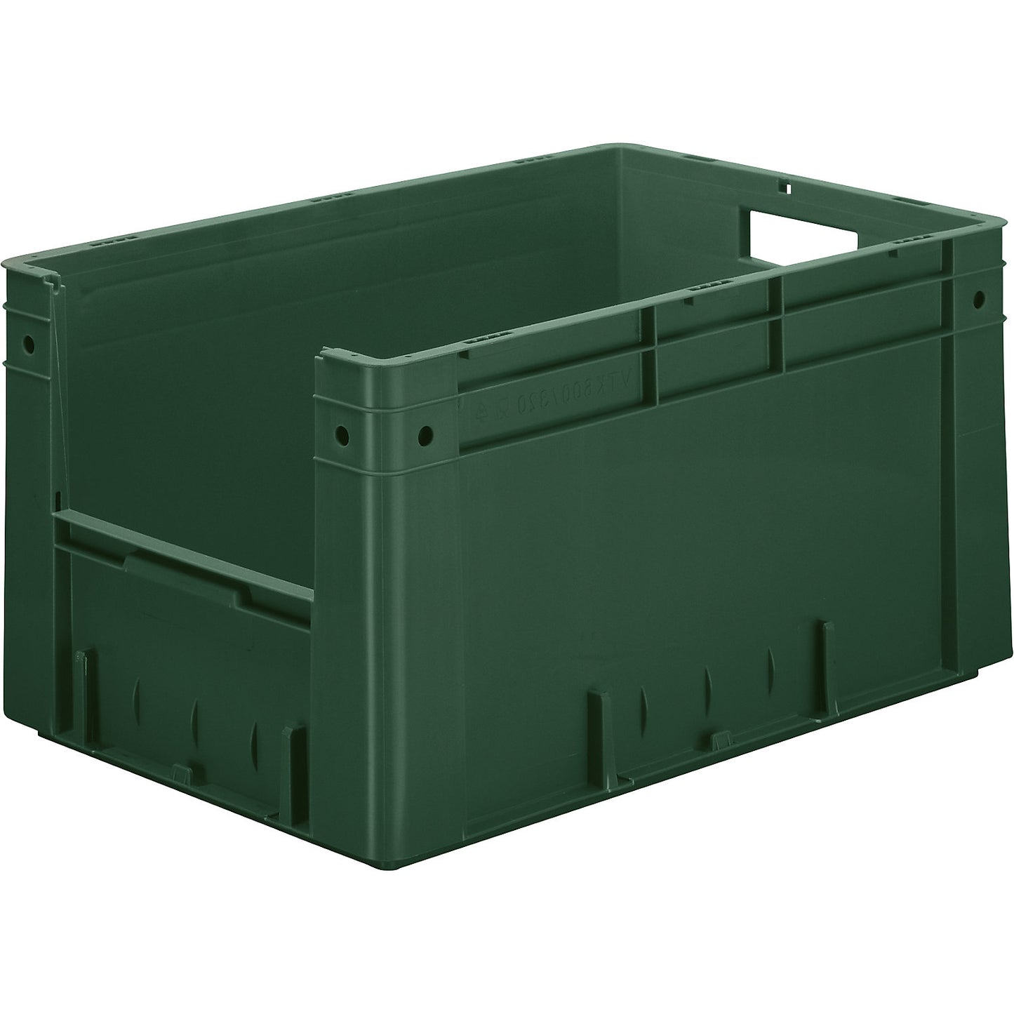 Euro stacking container with handle recess, capacity 60 l, LxWxH 600 x 400 x 320 mm, pack of 2, green.