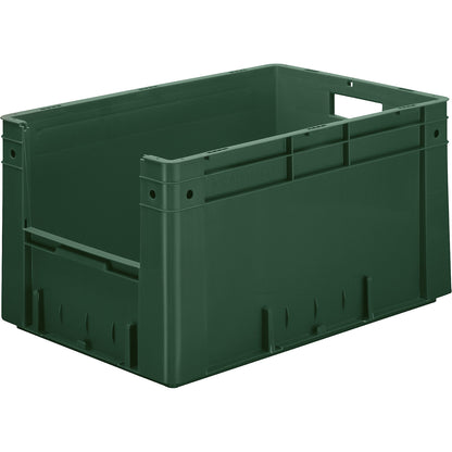 Euro stacking container with handle recess, capacity 60 l, LxWxH 600 x 400 x 320 mm, pack of 2, green.
