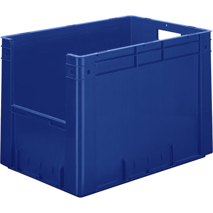 Euro stacking container with handle recess, capacity 80 l, LxWxH 600 x 400 x 420 mm, pack of 2, blue.