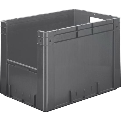 Euro stacking container with handle recess, capacity 80 l, LxWxH 600 x 400 x 420 mm, pack of 2, grey.