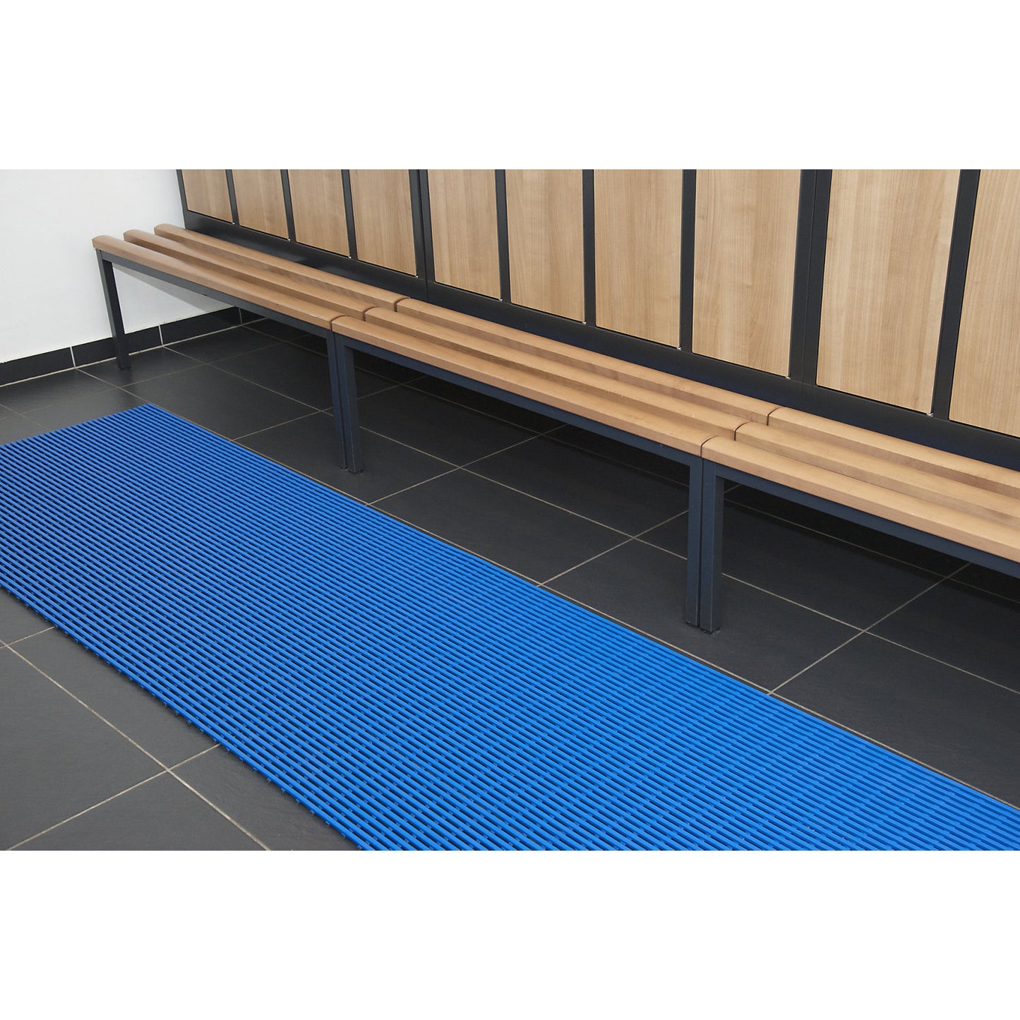 Wet room mat, anti-bacterial, per metre, blue, width 1000 mm.