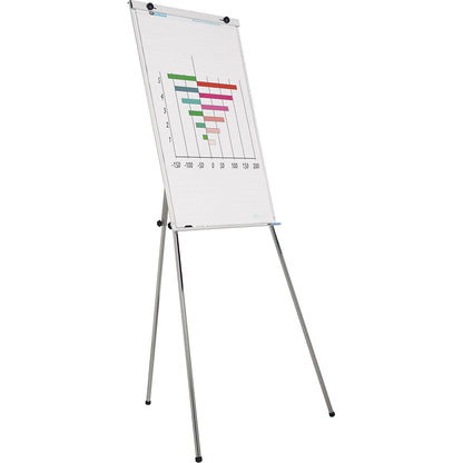 Flip chart, height adjustable with telescopic legs, rear panel WxH 700 x 1000 mm.