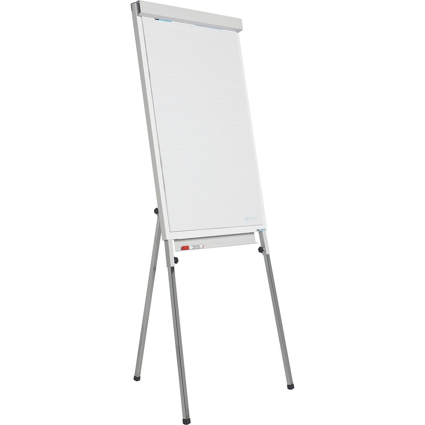 Flip chart, stand model with side arms, magnetic, telescopic legs height adjustable up to 1800 mm.